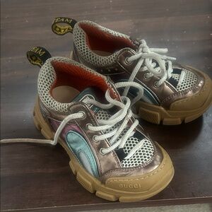 Gucci Kids Metallic and Tan Sneakers